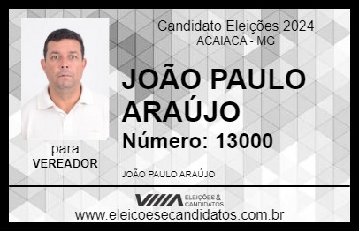 Candidato JOÃO PAULO ARAÚJO  2024 - ACAIACA - Eleições