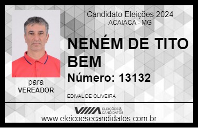 Candidato NENÉM DE TITO BEM  2024 - ACAIACA - Eleições