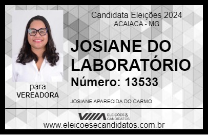 Candidato JOSIANE DO LABORATÓRIO  2024 - ACAIACA - Eleições