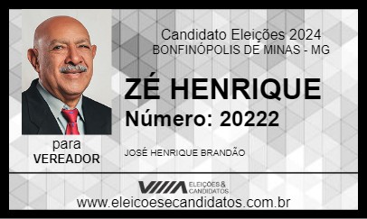 Candidato ZÉ HENRIQUE 2024 - BONFINÓPOLIS DE MINAS - Eleições