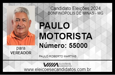 Candidato PAULO MOTORISTA 2024 - BONFINÓPOLIS DE MINAS - Eleições