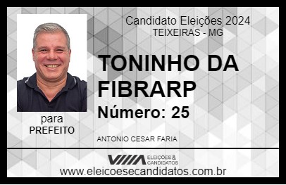 Candidato TONINHO DA FIBRARP 2024 - TEIXEIRAS - Eleições