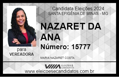 Candidato NAZARET DA ANA 2024 - SANTA EFIGÊNIA DE MINAS - Eleições