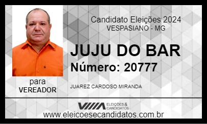 Candidato JUJU DO BAR 2024 - VESPASIANO - Eleições