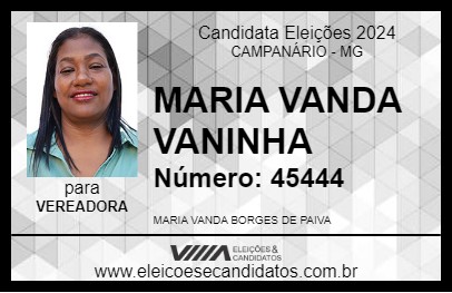 Candidato MARIA VANDA VANINHA 2024 - CAMPANÁRIO - Eleições