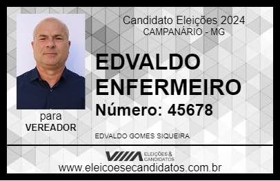 Candidato EDVALDO ENFERMEIRO 2024 - CAMPANÁRIO - Eleições