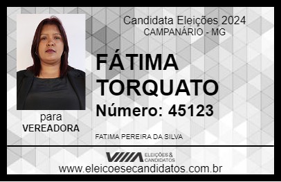 Candidato FÁTIMA TORQUATO 2024 - CAMPANÁRIO - Eleições