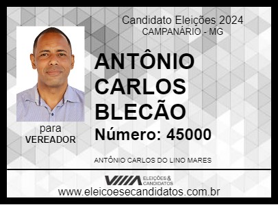 Candidato ANTÔNIO CARLOS BLECÃO 2024 - CAMPANÁRIO - Eleições