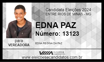 Candidato EDNA PAZ 2024 - ENTRE RIOS DE MINAS - Eleições