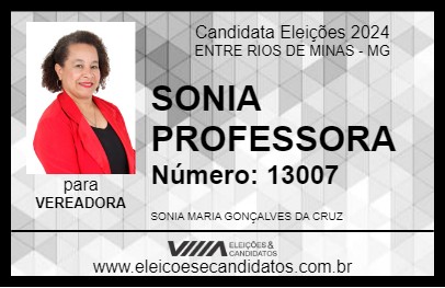 Candidato SONIA PROFESSORA 2024 - ENTRE RIOS DE MINAS - Eleições