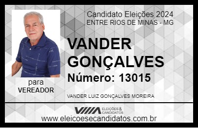 Candidato VANDER GONÇALVES 2024 - ENTRE RIOS DE MINAS - Eleições