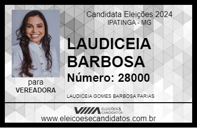 Candidato LAUDICEIA BARBOSA 2024 - IPATINGA - Eleições