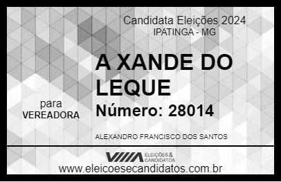 Candidato A XANDE DO LEQUE 2024 - IPATINGA - Eleições