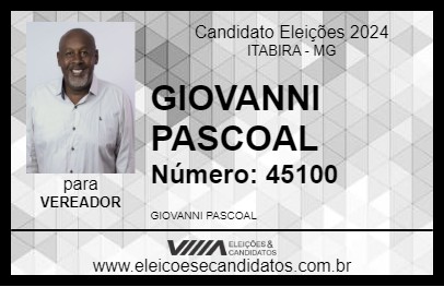 Candidato GIOVANNI PASCOAL 2024 - ITABIRA - Eleições