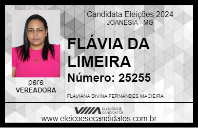 Candidato FLÁVIA DA LIMEIRA 2024 - JOANÉSIA - Eleições