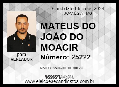 Candidato MATEUS DO JOÃO DO MOACIR 2024 - JOANÉSIA - Eleições