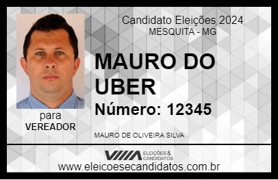 Candidato MAURO DO UBER  2024 - MESQUITA - Eleições