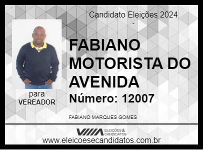 Candidato FABIANO MOTORISTA DO AVENIDA 2024 - CAETÉ - Eleições