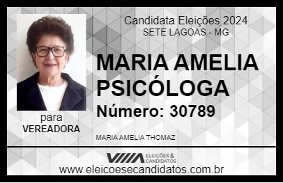 Candidato MARIA AMELIA PSICÓLOGA 2024 - SETE LAGOAS - Eleições