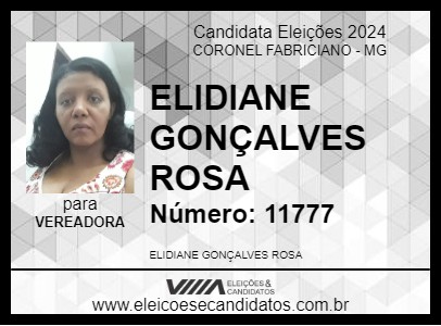 Candidato ELIDIANE GONÇALVES ROSA 2024 - CORONEL FABRICIANO - Eleições