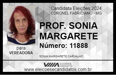 Candidato PROF. SONIA MARGARETE  2024 - CORONEL FABRICIANO - Eleições