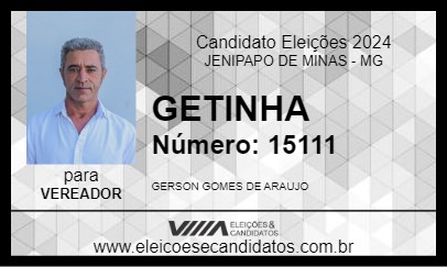 Candidato GETINHA 2024 - JENIPAPO DE MINAS - Eleições