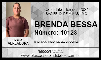 Candidato BRENDA BESSA  2024 - SÃO FÉLIX DE MINAS - Eleições