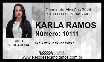 Candidato KARLA RAMOS  2024 - SÃO FÉLIX DE MINAS - Eleições