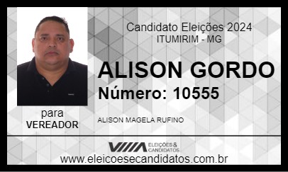 Candidato ALISON GORDO 2024 - ITUMIRIM - Eleições