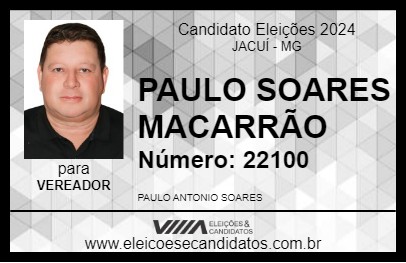 Candidato PAULO SOARES MACARRÃO 2024 - JACUÍ - Eleições