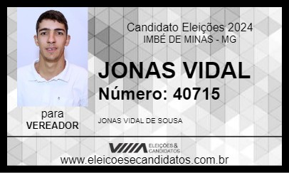 Candidato JONAS VIDAL 2024 - IMBÉ DE MINAS - Eleições