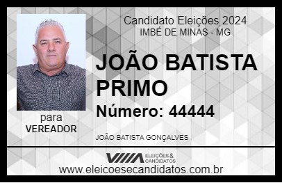 Candidato JOÃO BATISTA PRIMO 2024 - IMBÉ DE MINAS - Eleições