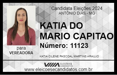 Candidato KATIA DO MARIO CAPITAO 2024 - ANTÔNIO DIAS - Eleições