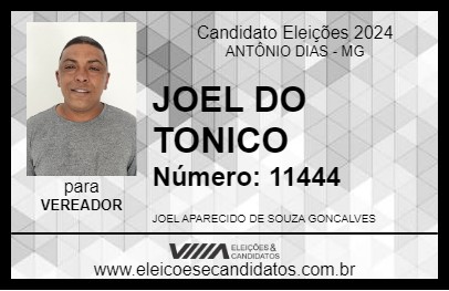 Candidato JOEL DO TONICO 2024 - ANTÔNIO DIAS - Eleições