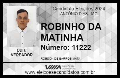 Candidato ROBINHO DA MATINHA 2024 - ANTÔNIO DIAS - Eleições