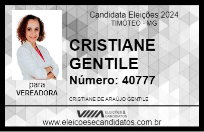 Candidato CRISTIANE GENTILE 2024 - TIMÓTEO - Eleições