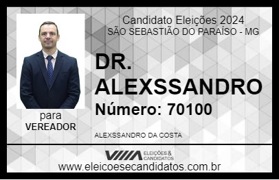 Candidato DR. ALEXSSANDRO 2024 - SÃO SEBASTIÃO DO PARAÍSO - Eleições