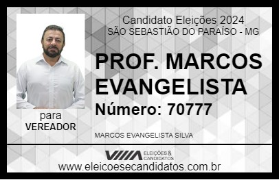 Candidato PROF. MARCOS EVANGELISTA 2024 - SÃO SEBASTIÃO DO PARAÍSO - Eleições