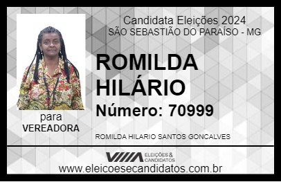 Candidato ROMILDA HILÁRIO 2024 - SÃO SEBASTIÃO DO PARAÍSO - Eleições