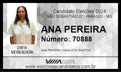 Candidato ANA PEREIRA 2024 - SÃO SEBASTIÃO DO PARAÍSO - Eleições