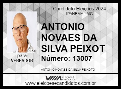 Candidato ANTONIO NOVAES DA SILVA PINTO 2024 - IPANEMA - Eleições