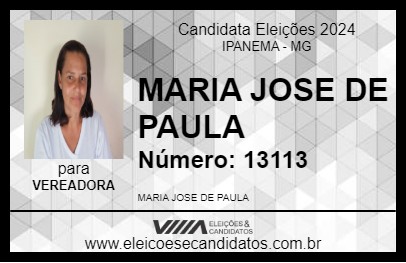 Candidato MARIA JOSE DE PAULA 2024 - IPANEMA - Eleições