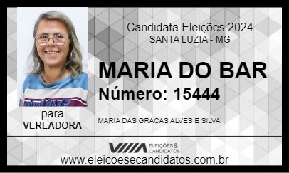 Candidato MARIA DO BAR 2024 - SANTA LUZIA - Eleições