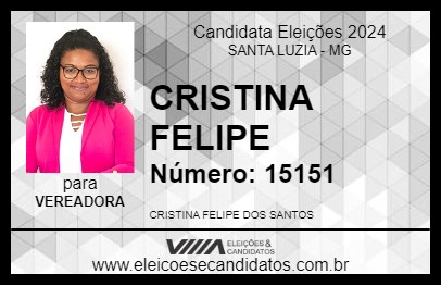 Candidato CRISTINA FELIPE 2024 - SANTA LUZIA - Eleições