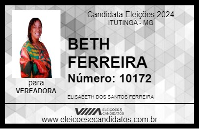 Candidato BETH FERREIRA 2024 - ITUTINGA - Eleições