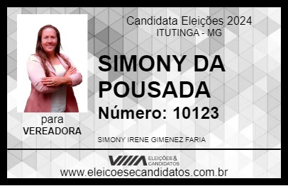 Candidato SIMONY DA POUSADA 2024 - ITUTINGA - Eleições