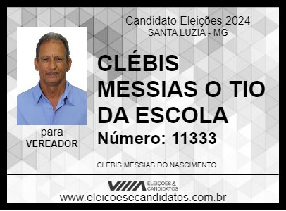 Candidato CLÉBIS ENFERMERO TIO DA ESCOLA 2024 - SANTA LUZIA - Eleições