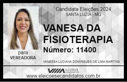 Candidato VANESSA DA FISIOTERAPIA 2024 - SANTA LUZIA - Eleições