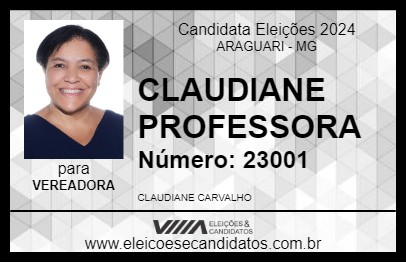 Candidato CLAUDIANE PROFESSORA 2024 - ARAGUARI - Eleições