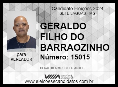 Candidato GERALDO FILHO DO BARRAOZINHO 2024 - SETE LAGOAS - Eleições